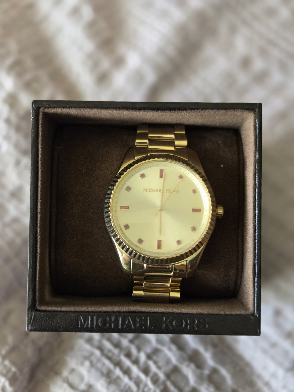 Michael Kors Gold and Pink Accent Men’s Bracelet Watch